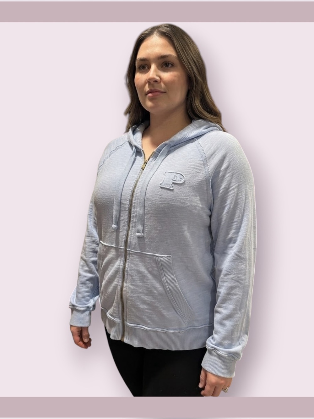 Victoria’s Secret PINK Light Blue Textured Cotton Hoodie